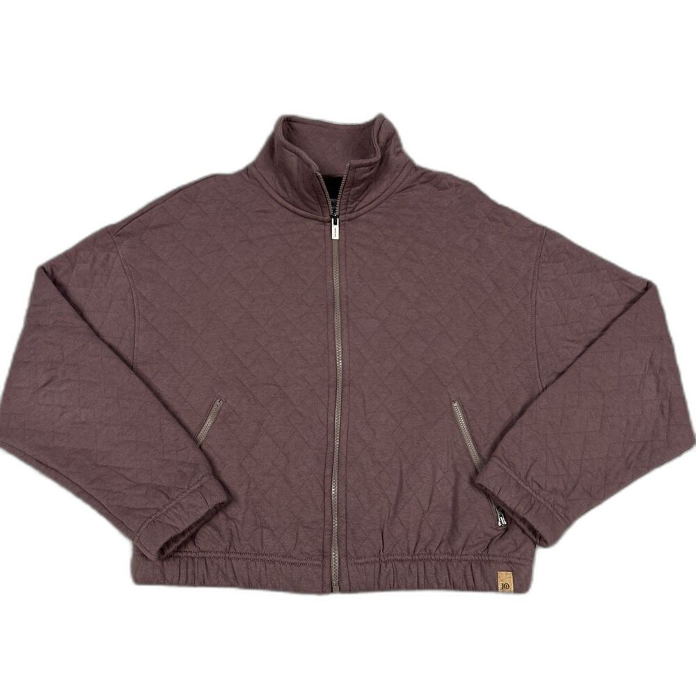 Tentree Jacket Womens Medium Zip Quilted Crop Outdoors Pockets Organic Cotton